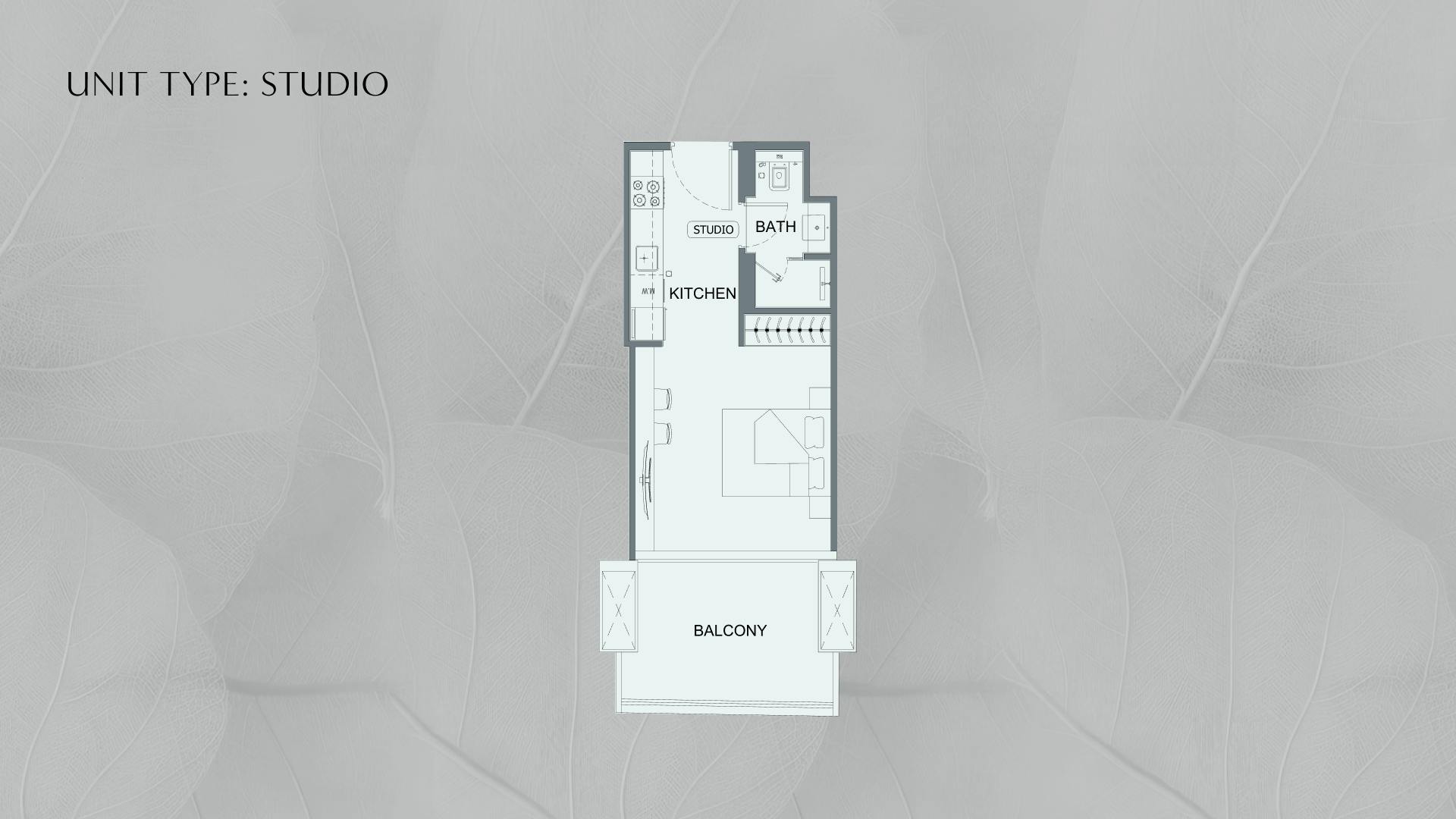 Studio floor plan at Binghatti Etherea