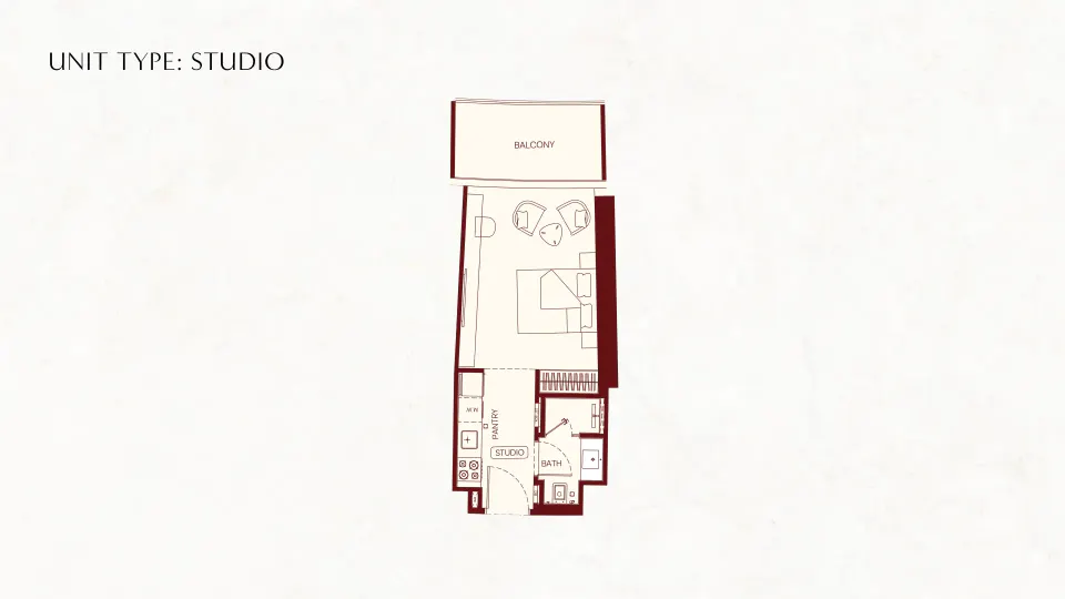 Studio floor plan at Binghatti Skyflame