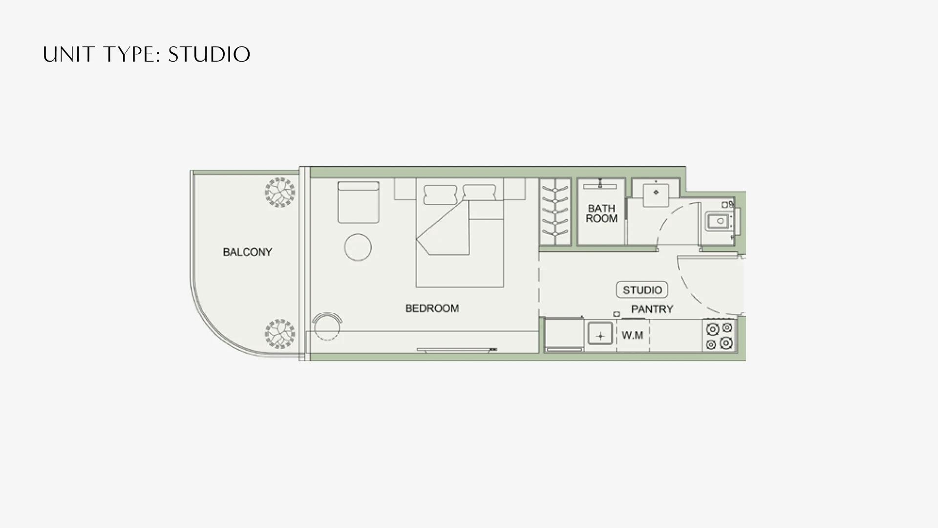Studio floor plan at Binghatti Skyterraces