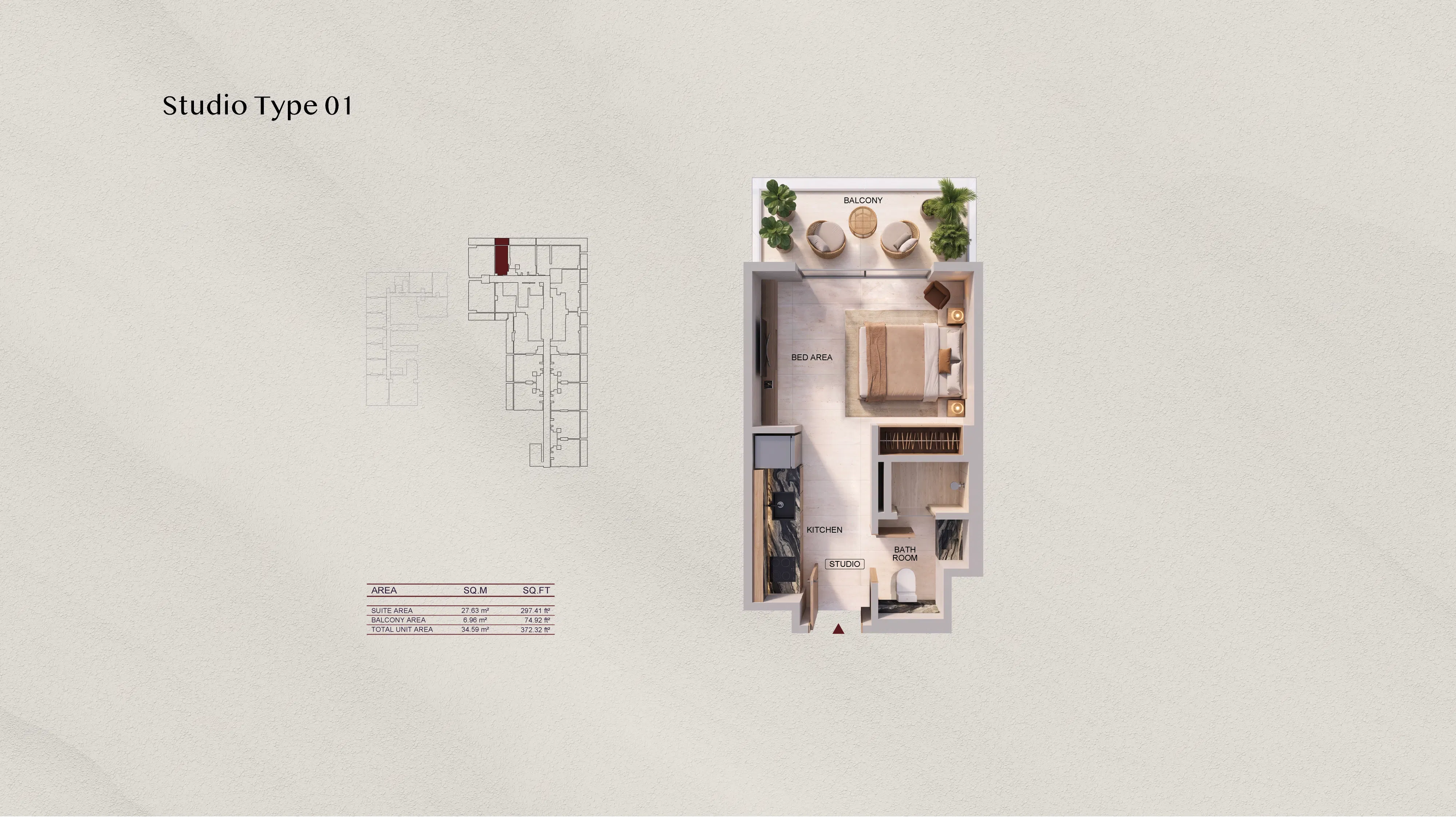 binghatti spectre studio floor plan