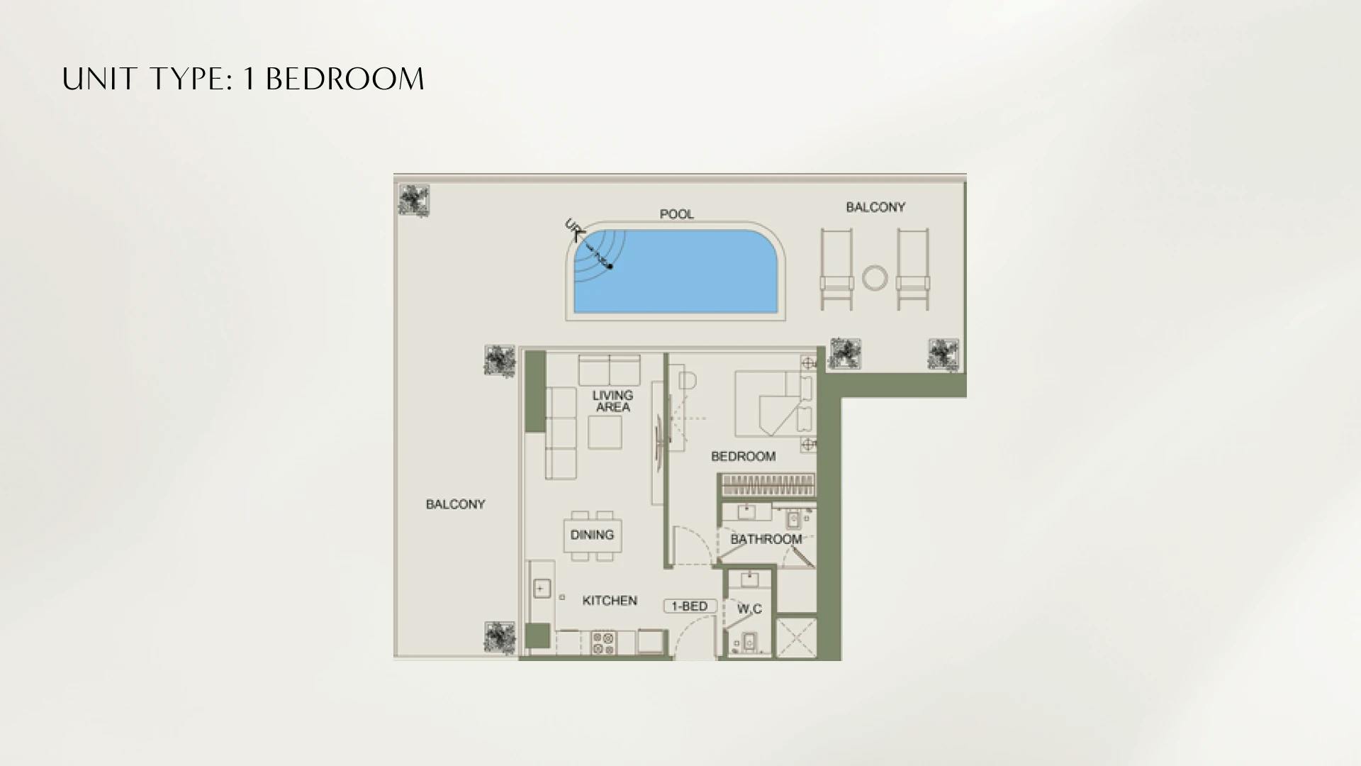 1 Bedroom floor plan at Binghatti Vintage