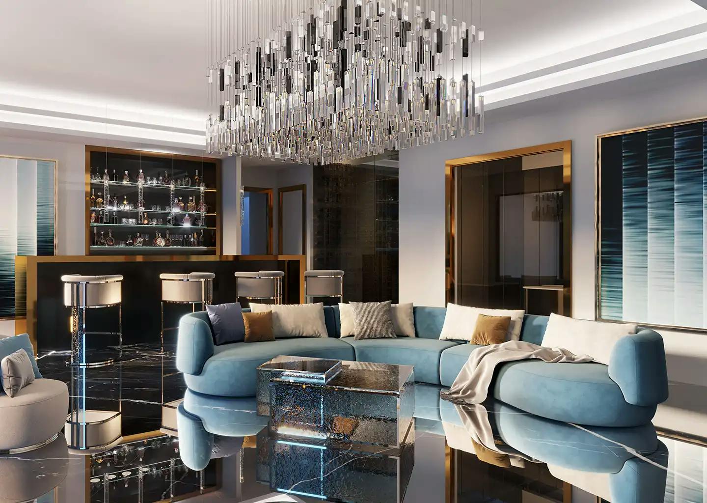 The Diamond Sky Mansion Living Area