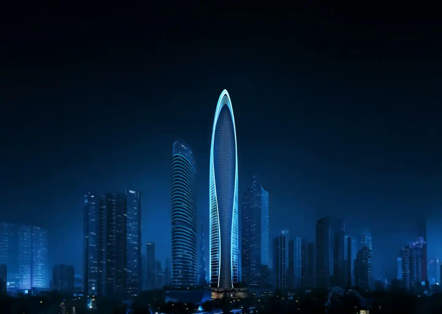 BMERCEDES-BENZ Places | Binghatti Exterior View - Blue Hour Shot