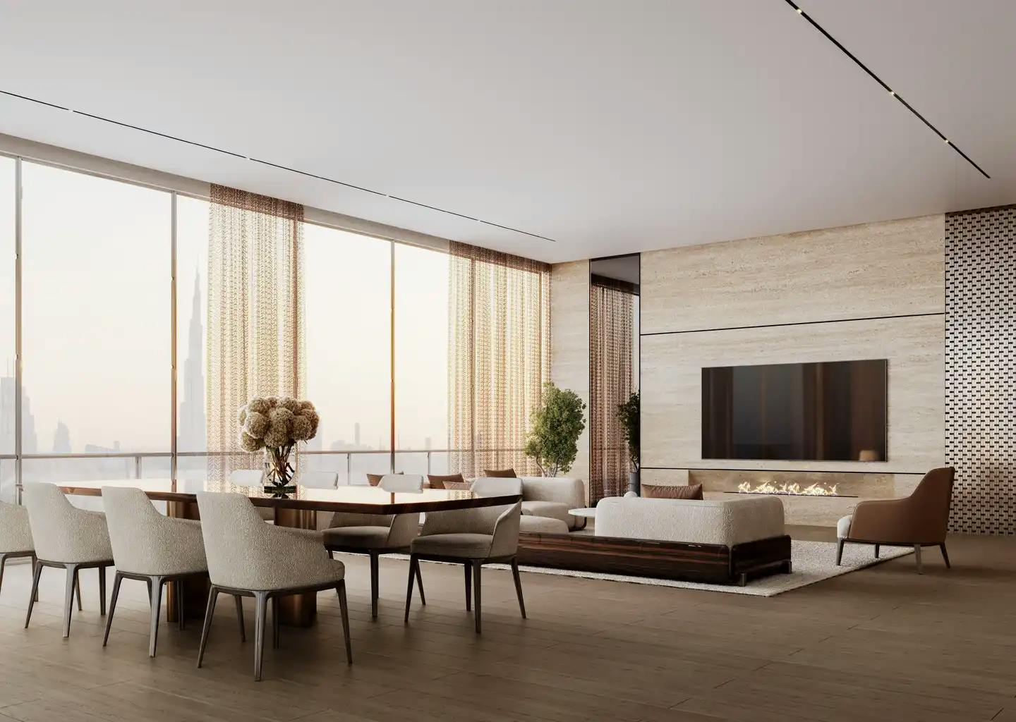 One By Binghatti Living Room