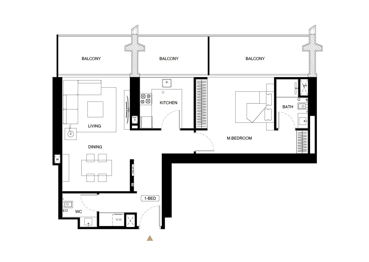 Binghatti starlight layout 1 bedroom