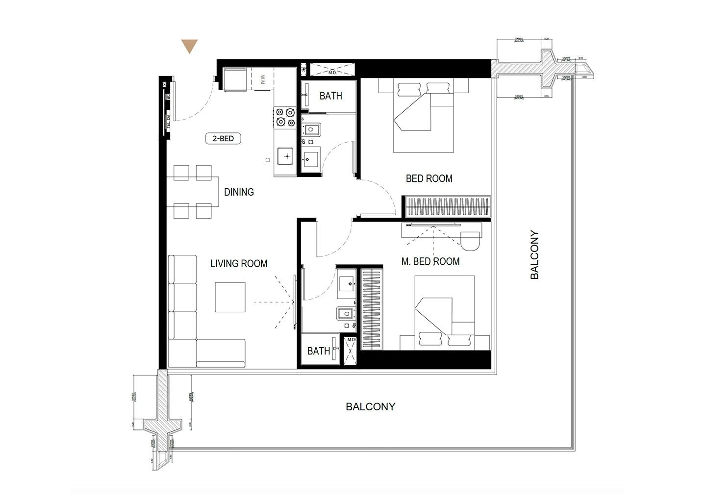 Binghatti starlight layout 2 bedroom